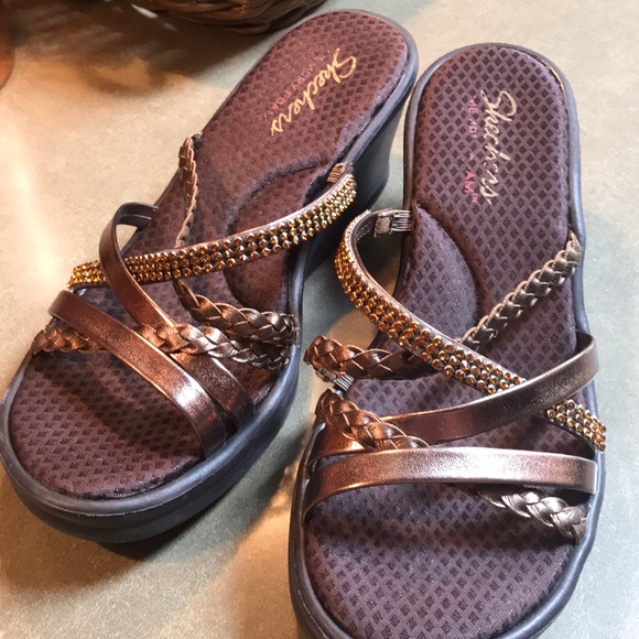 skechers memory foam womens gold